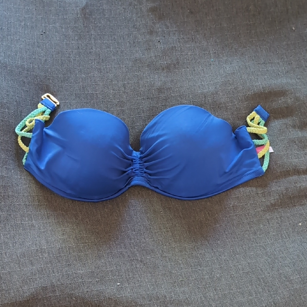 Blue Strapless Bikini Top